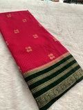 Semi Crepe Checks Saree - Pink x Green AU25