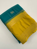 Premium Semi Mysore Silk sarees with silver and gold weavings and contrast blouse piece🌹-AU9
