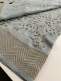 🌹Tussar Silk Sarees in Full Embroidery Work With Self Pattern Blouse 🌹
JU23