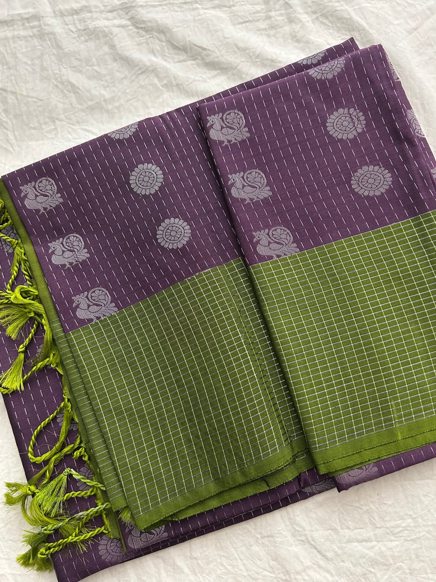 Ananta semi silk saree-Purple X green