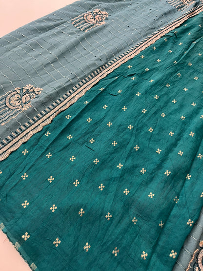 Tussar fancy embroidery buttas