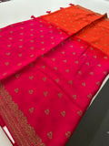 Dyed Crape Saree weaving, Butta, and weaving border🌹-AU2