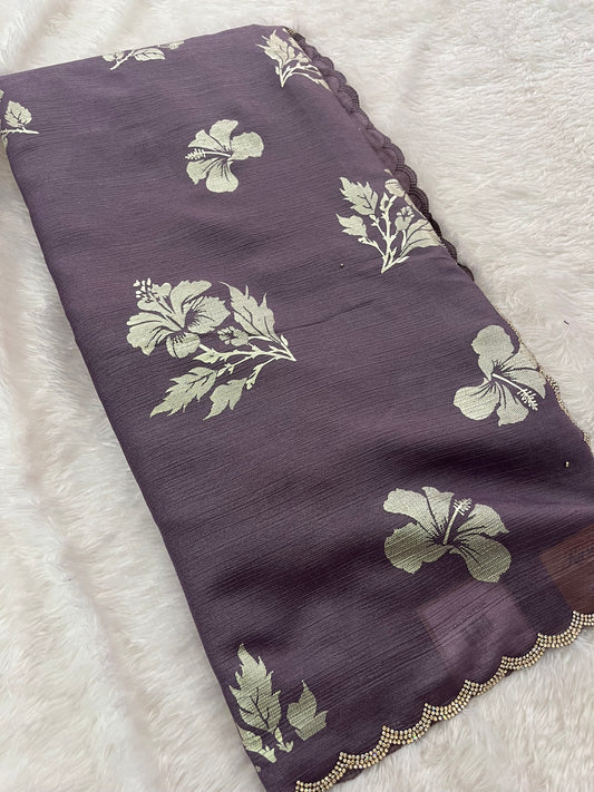 Fancy Foil print chiffon-M8