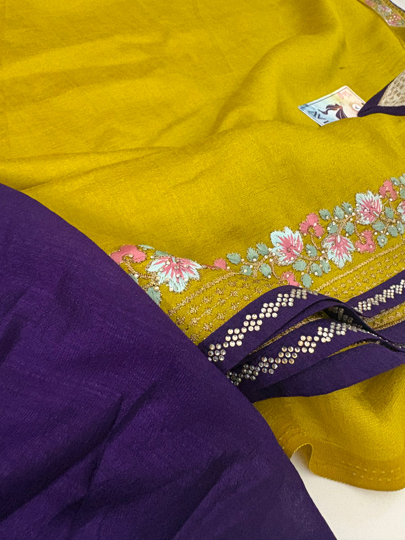 🌹Light Weight Soft Premium Georgette Chiffon Sarees With Contrast Work Blouse Looks Beautiful When Draped🌹 -JU18