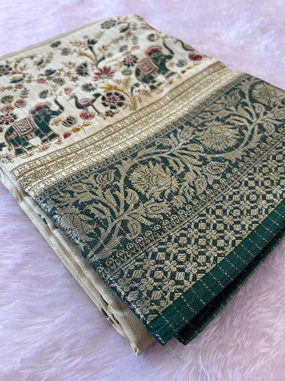 Tussar fancy saree printed