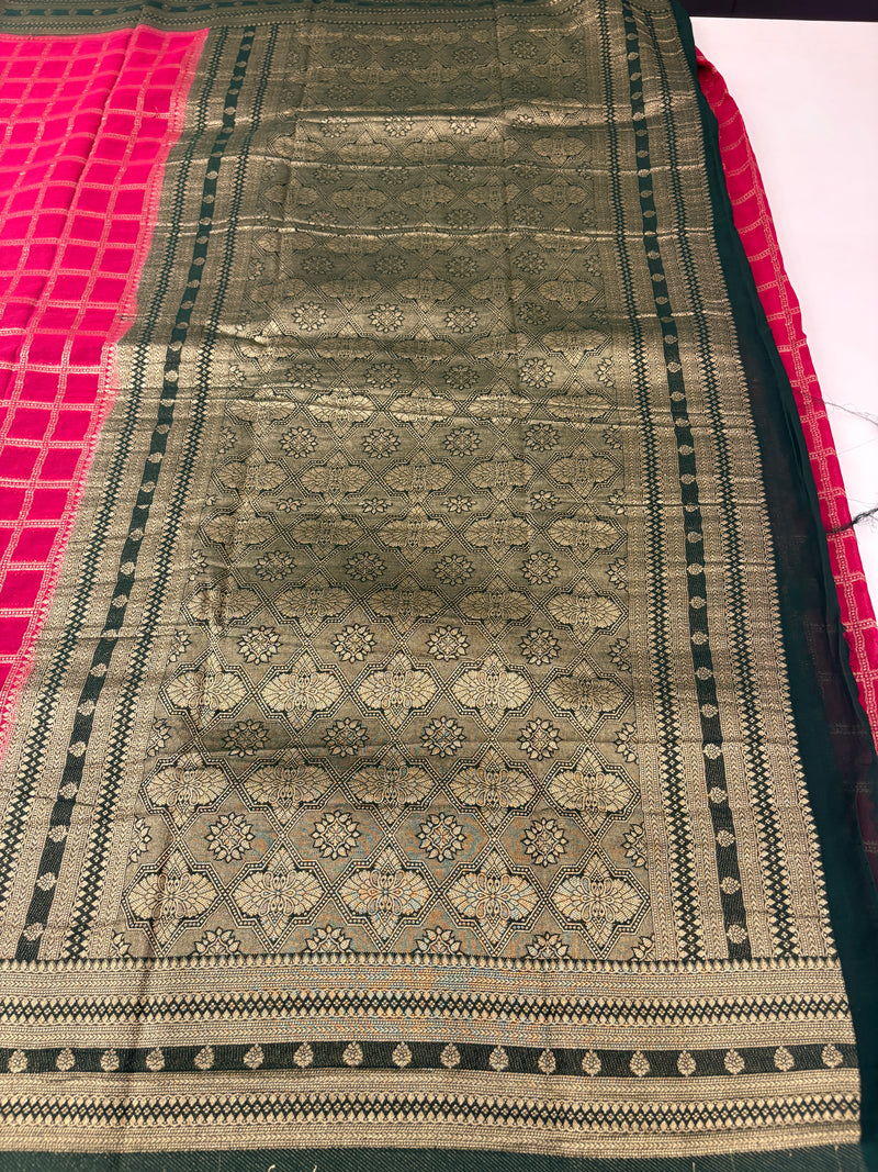 CHERRY RED GEORGETTE SAREE-J17