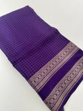 Banarasi crêpe sarees with contrast blouse piece🌹 comes in rich border and small Checks -AU6