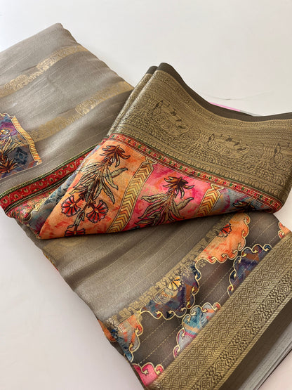 Printed Tussar silk