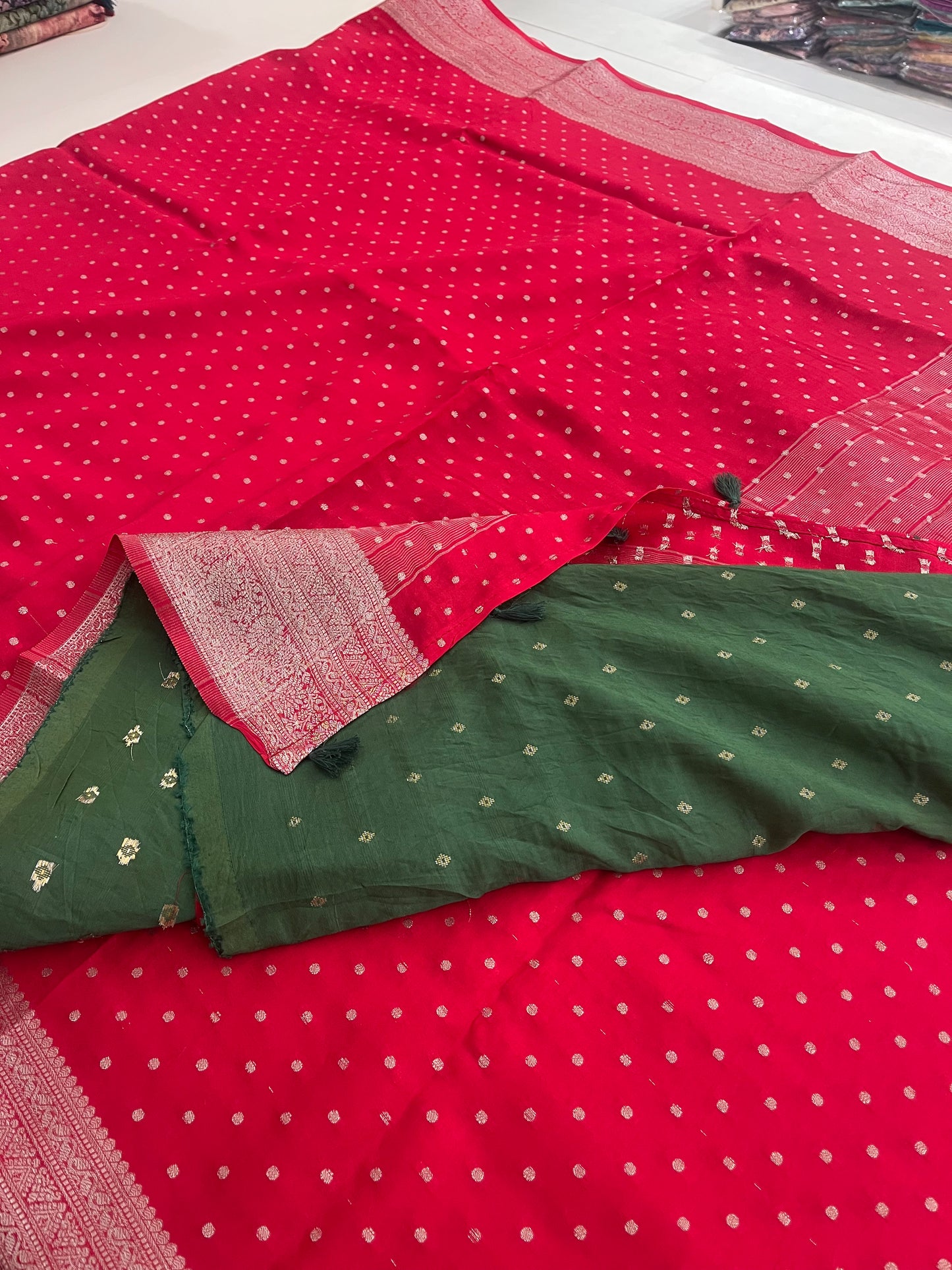 Banarsi Crape Silver Butties