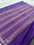 Semi Mysore Silk Small Border Jhumki Buttas - Purple - AU27