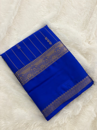 Ink Blue  Semi Mysore Silk Saree-J101