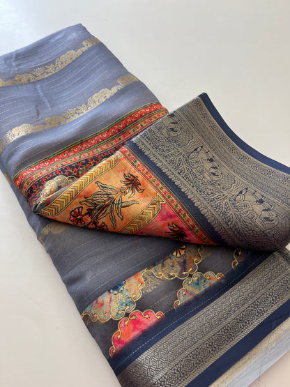 Printed Tussar silk