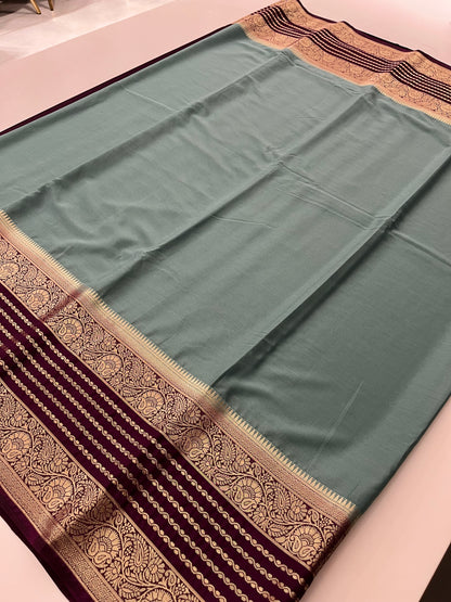 310 semi crape silk kaddi pallu