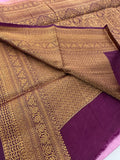 Baby Pink x Purple Tussar Cotton Saree with Double Leaf Butta All Over JU24
