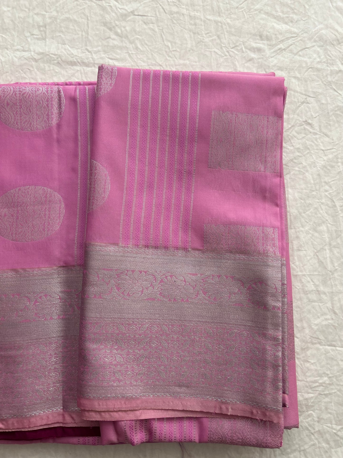 Ananta semi silk saree-Baby Pink X Wine