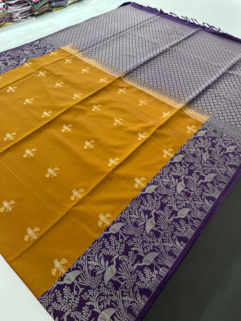 New Semi Soft silk Sarees From Kanchi in beatiful Borders-JU20