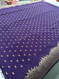 Venkatagiri fancy soft Linen Cotton sarees with self blouse and fancy Border and Butties all over 🌹-AU9