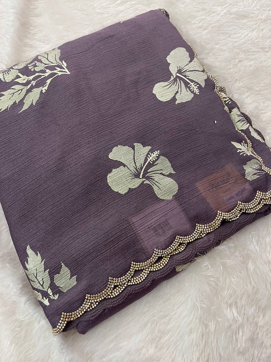 Fancy Foil print chiffon-M8