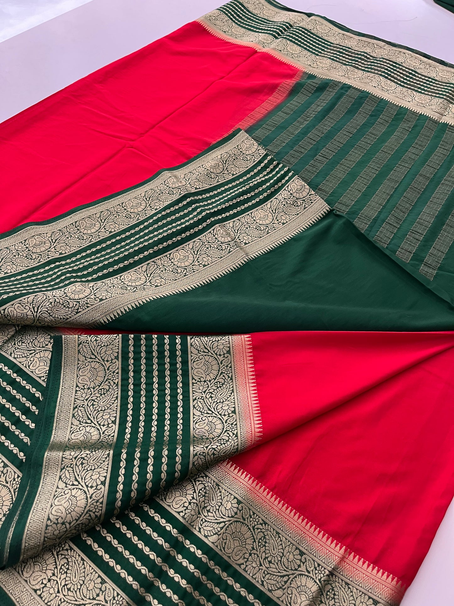 310 semi crape silk kaddi pallu