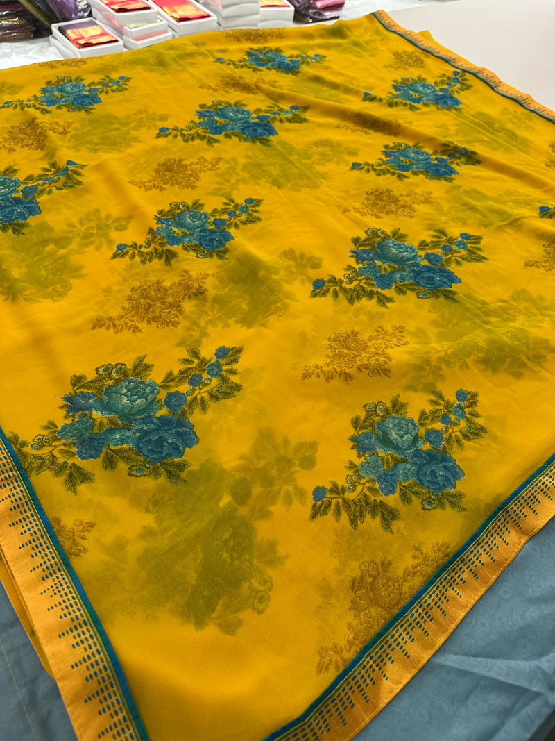 Premium floral printed Chiffons -AU4