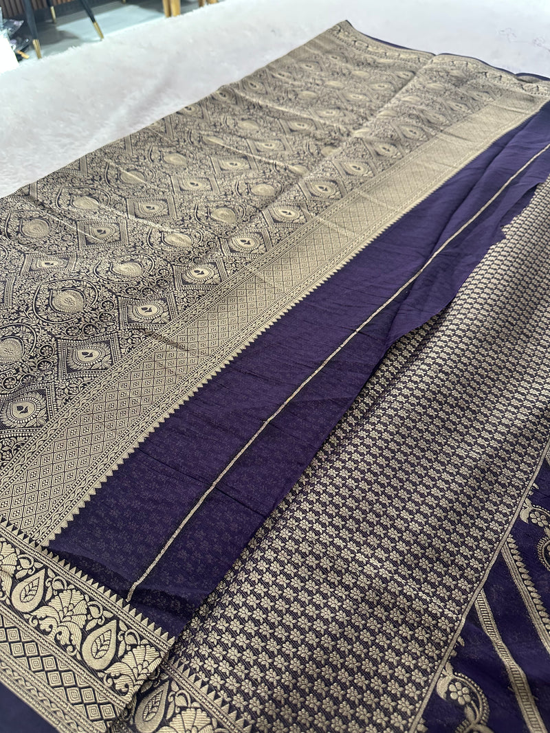 Premium Laser Chiffon Saree – Purple AU26