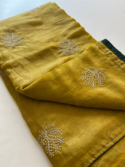 Laser Chiffon Work Saree