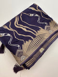 Purple Designer Dupion Silk Saree – Zigzag Abstract Design AU26