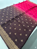 Dyed Crape Saree weaving, Butta, and weaving border🌹-AU2