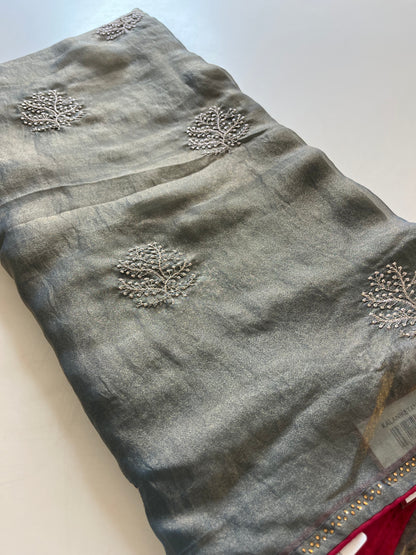 Laser Chiffon Work Saree