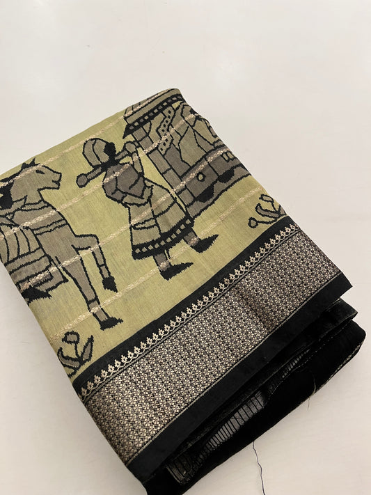 Rajasthan folk print fancy saree