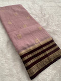 Semi Crepe Checks Saree - Pastel Pink x Wine AU25