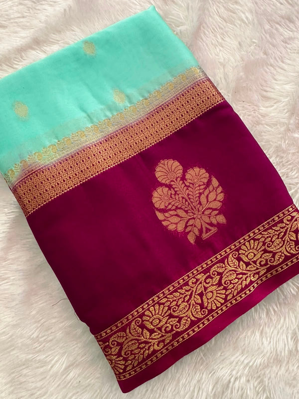 Semi Mysore Crape Silk saree-JU19