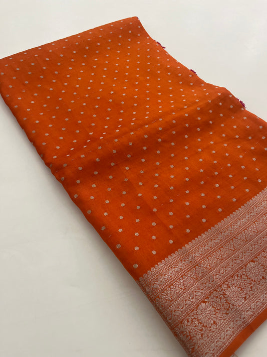 Banarsi Crape Silver Butties