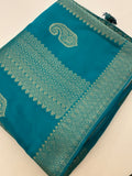Sapphire Blue x Navy Blue Tussar Designer Saree with Mango Butta All Over JU24