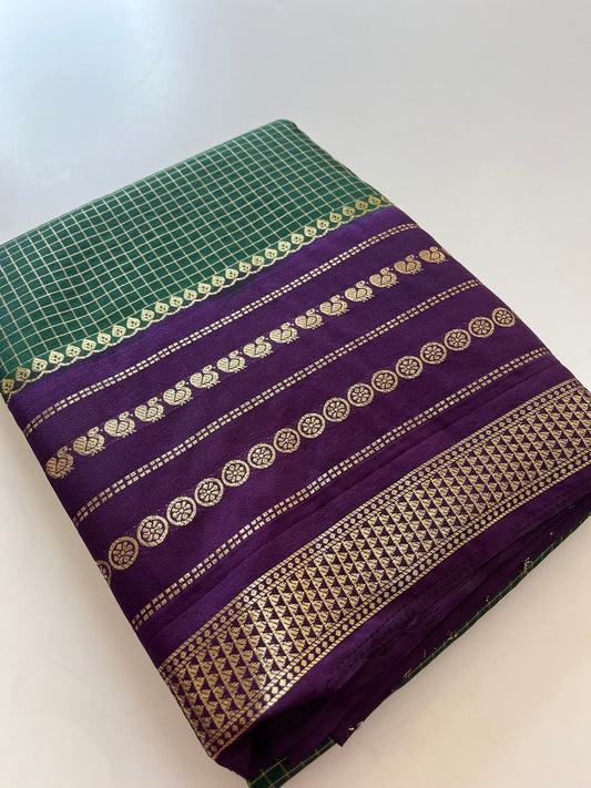 Crape Banarasi Checks Contrast