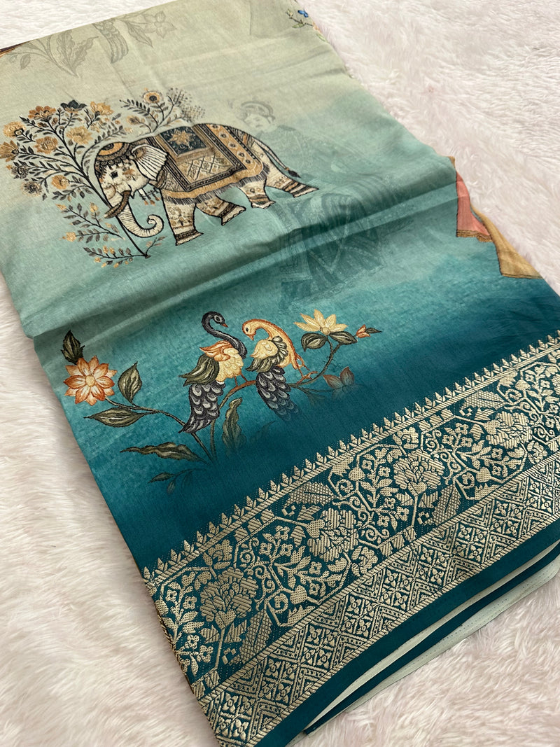 Kalamkari Printed Crape-JU14