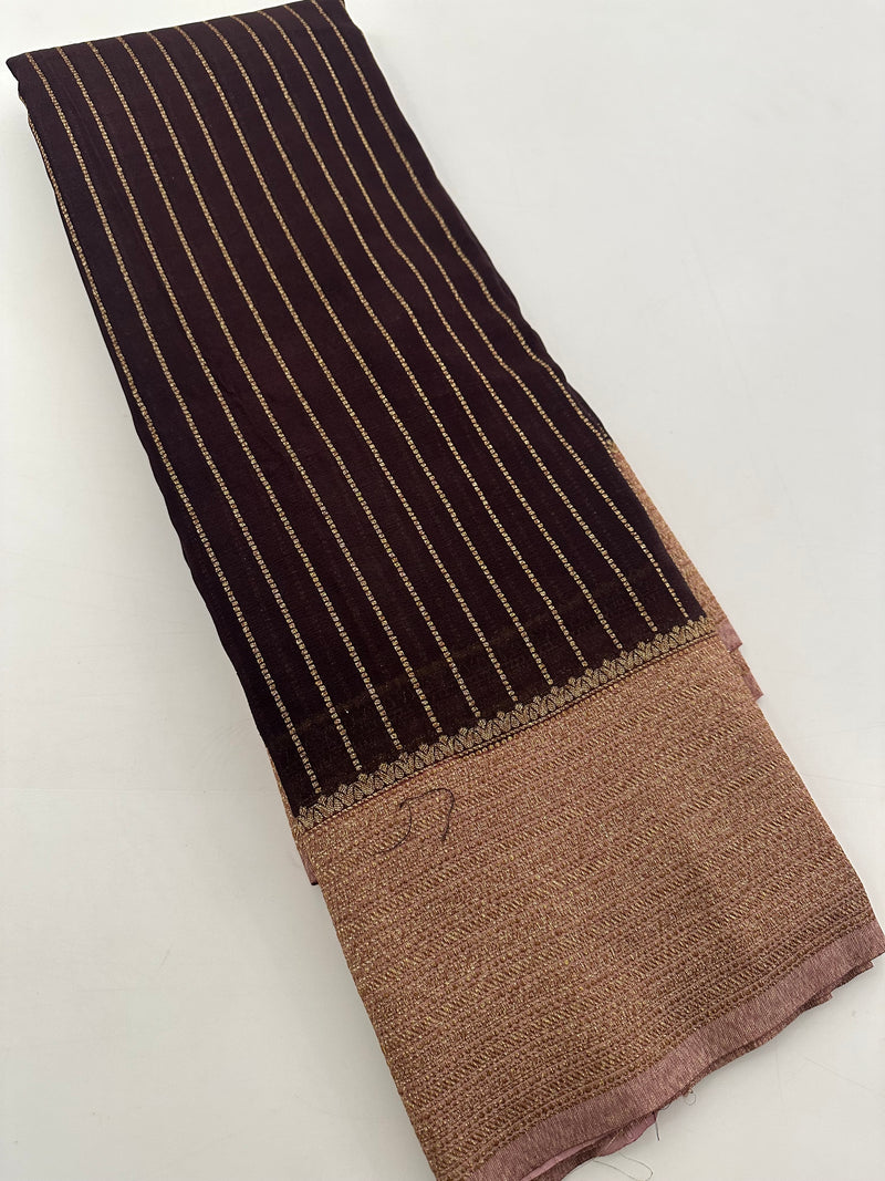 Kaddi Crape Premium Brown x Nude Pink -Pre Booking Only-7 to 10 days dispatch