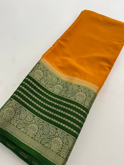 310 semi crape silk kaddi pallu