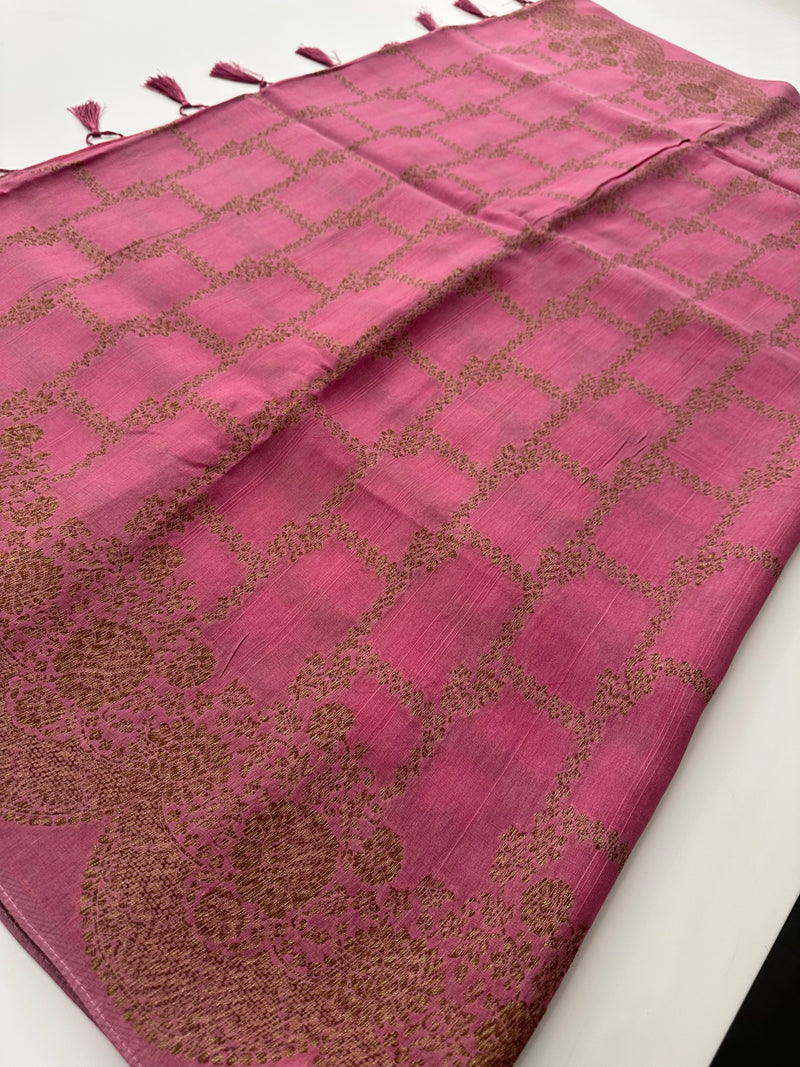 Jute Tussar Designer Sarees beautiful colour combinations🌹-AU9