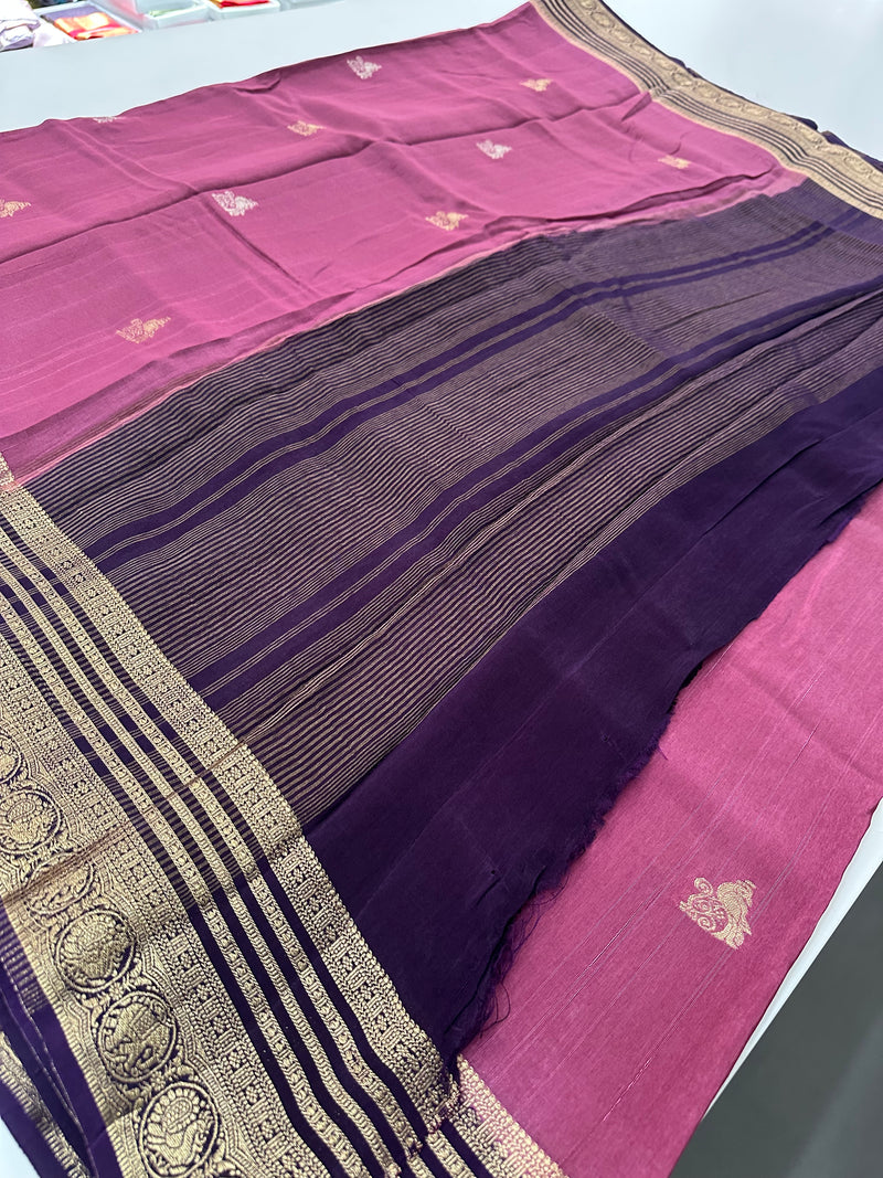 Cut Dana Work Border Chinnon Saree -AU6