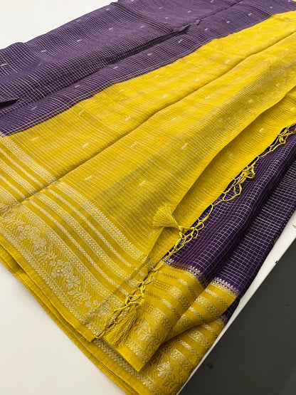 Banarasi viscose crape purple micro checks butties