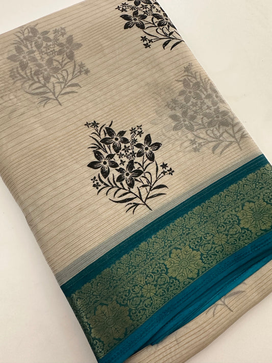 Fancy Cotton Chiffon Saree-J1
