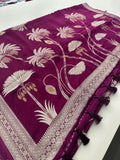 Pure Banarsi Crepe Silk Saree,, silver and gold weaving all over 🌹-AU15