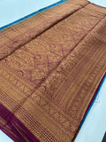 Blue x Purple Tussar Cotton Saree with Double Leaf Butta All Over JU24
