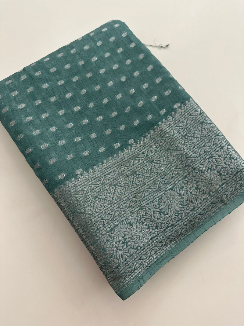Tussar silver butties -AU3