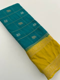 Premium Semi Mysore Silk sarees with silver and gold weavings and contrast blouse piece🌹-AU9