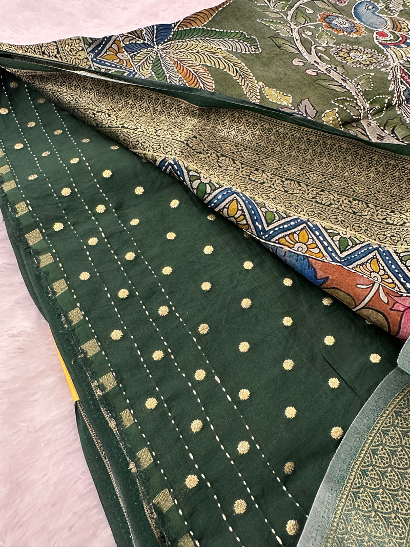 Katha Work Pure Chanderi Mul Saree🔥❣️-JU11