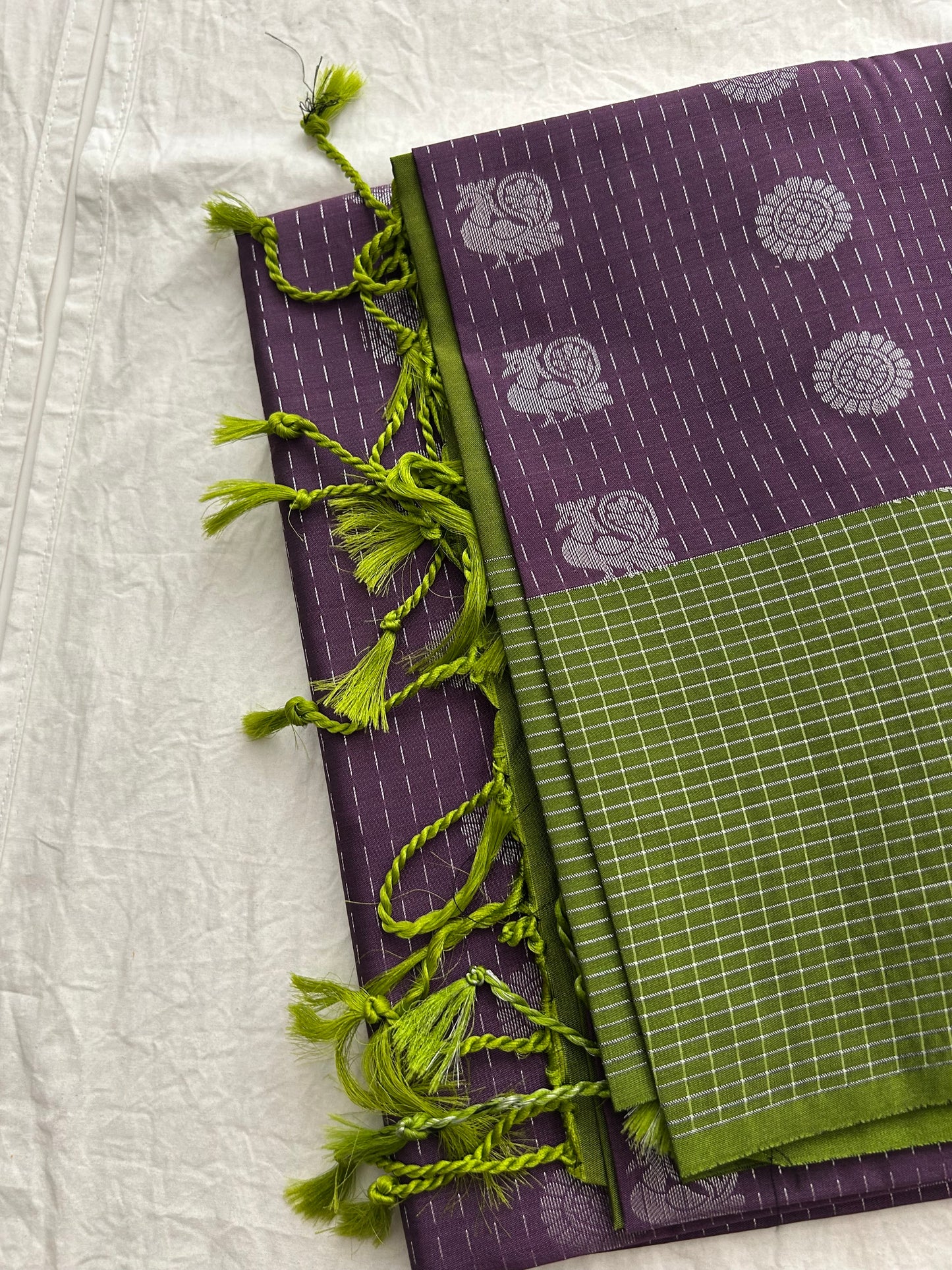 Ananta semi silk saree-Purple X green