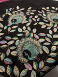 Black Patch Work Netted Kora Fabric Designer Saree