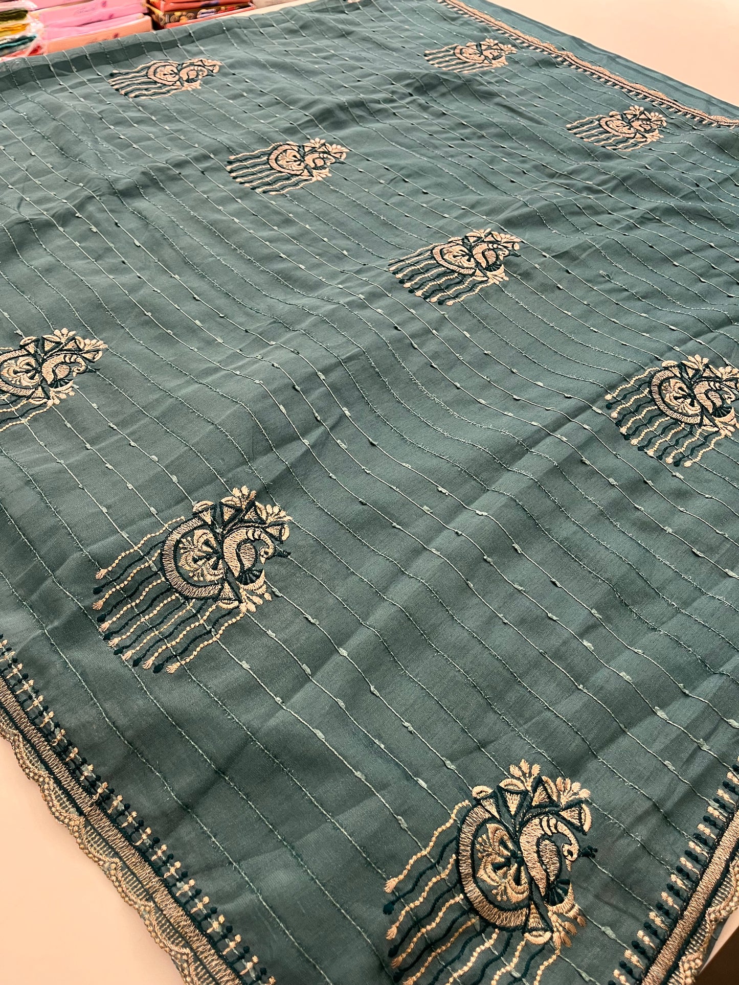 Tussar fancy embroidery buttas